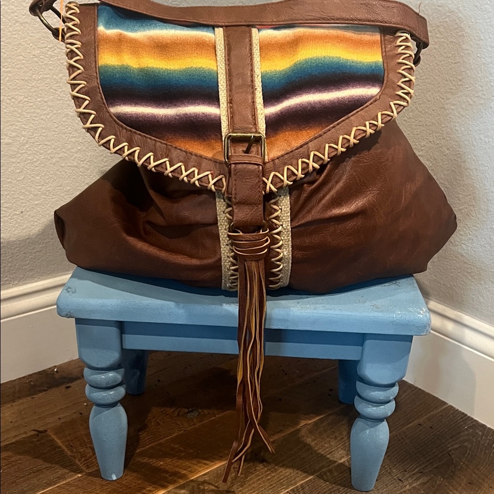 Western Themed Tote Purse With Aztec Pattern And … - image 1
